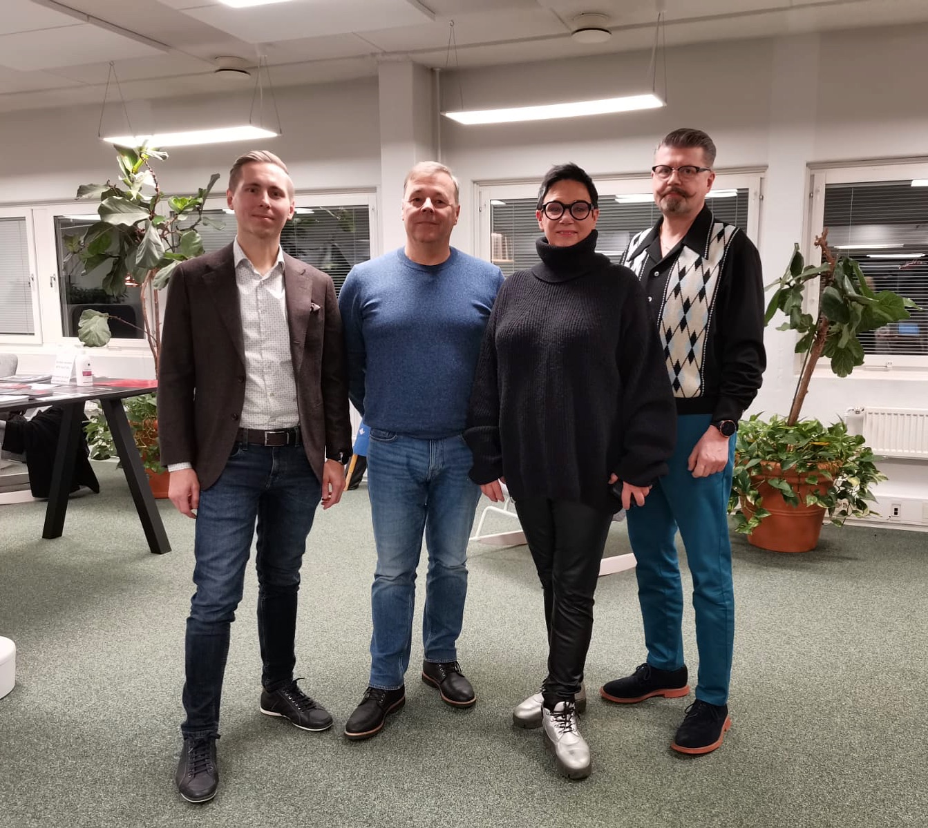 Uudet liittohallituksen j&auml;senet Anton Kurttila, Timo Akkola, Merja Satulehto ja Juha Martikainen