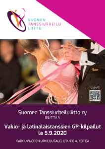 Vakio- ja latinalaistanssien GP-kilpailu 5.9.2020 Kotkassa juliste