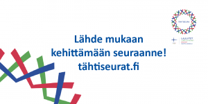 Tähtiseurat-logo. Lähde mukaan kehittämään seuraanne! tähtiseurat.fi