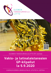 Vakio- ja latinalaistanssien GP-kilpailu 5.9.2020 Kotkassa juliste